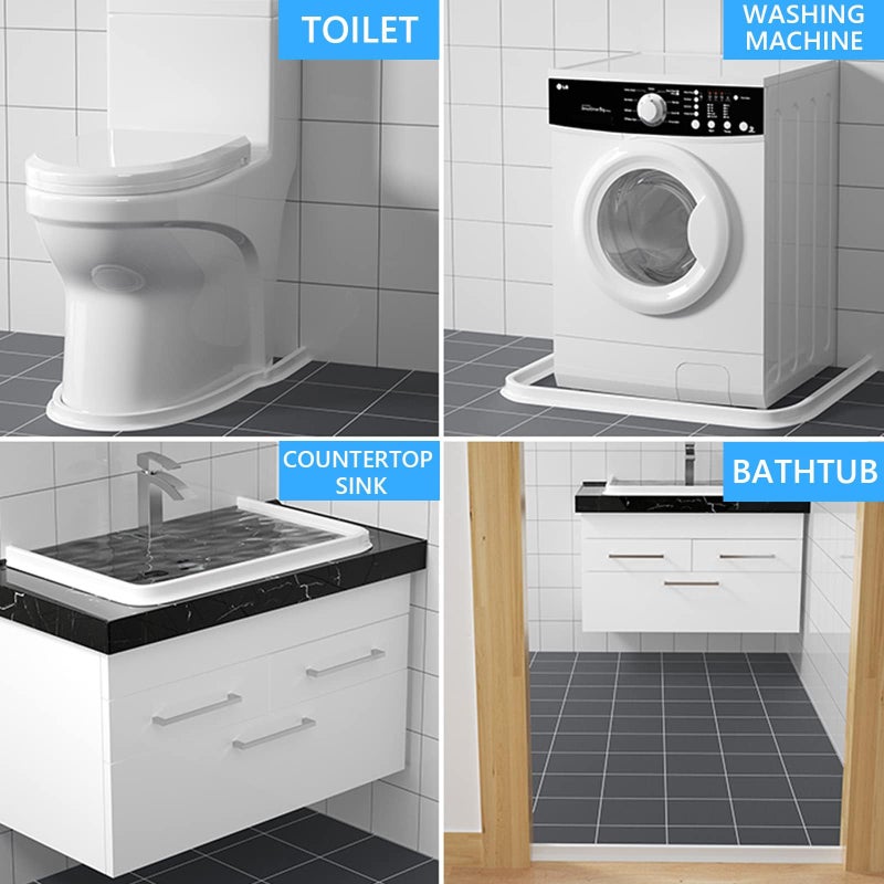 Duzzy 98 Inch Collapsible Shower Threshold Water Dam, Silicone Shower Water Stopper Barrier, Ideal for Wheelchair Accessible, Suitable for Accessibility ADA Handicap Showers Bathroom(8.2 Ft, White) - Image 5